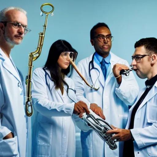 Image similar to doctors playing medical saxophones during an emergency
