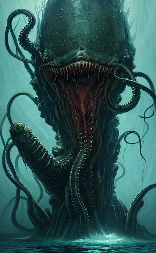 dark horror, aquatic creature, sea monster, tentacles, | Stable ...