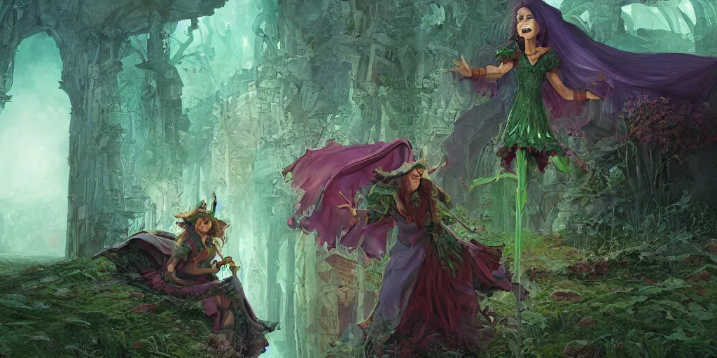 Image similar to The princess resurrects as a wicked witch by Frederick Morgan and Marc Simonetti