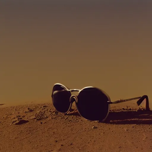 Prompt: wide angle shot of a lemon wearing sunglasses on mars, autochrome photograph, atmospheric, film grain, trending on artstation