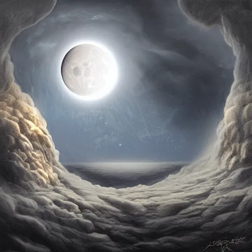 Prompt: formation of the moon giant impact, digital painting, surreal lighting, molten, photorealistic