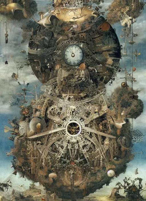 Prompt: the invention of time, modern fine art, fractal, intricate, elegant, highly detailed,, by jheronimus bosch and greg rutkowski,