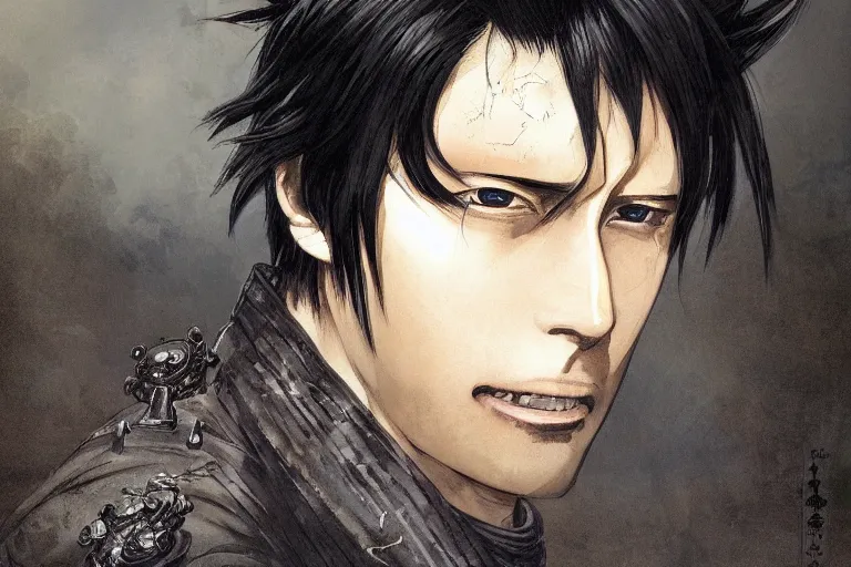 Prompt: hijikata toushirou, of gintama, black hair, character portrait, portrait, close up, concept art, intricate details, highly detailed by greg rutkowski, michael whelan and gustave dore