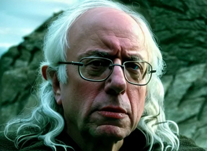 Image similar to film still of bernie sanders as aragorn in lord of the rings movie, 8 k