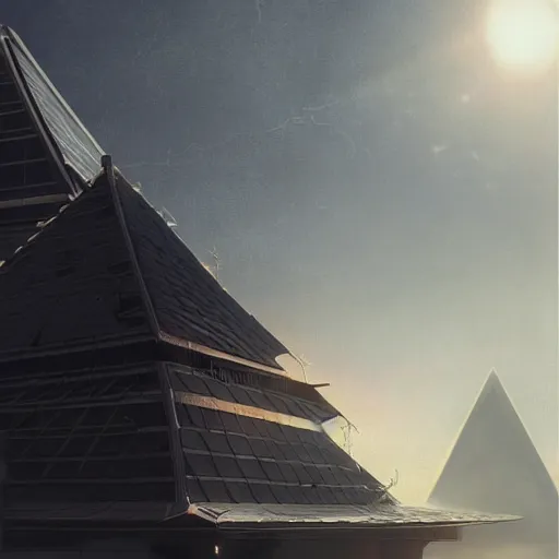 Image similar to mysterious metallic black pyramid in tokyo, reflective, by tom bagshaw and ilya kuvshinov, rtx rendering, octane render 1 2 8 k, maya, extreme high intricate details by wlop, digital anime art by ross tran, medium shot, composition by sana takeda, dramatic lighting by greg rutkowski