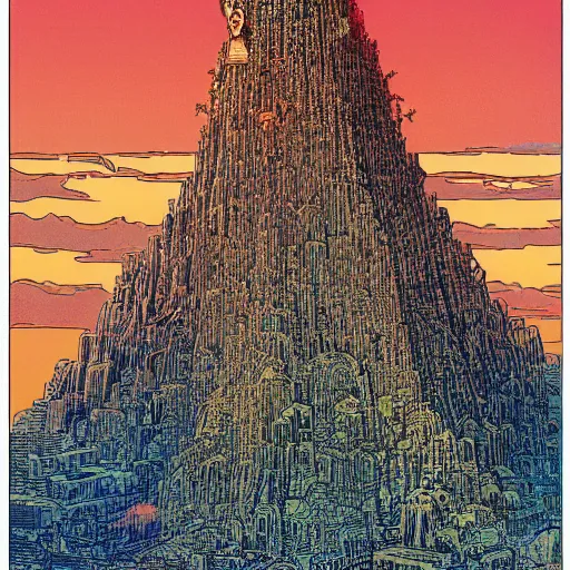 Image similar to the tower of man by jean giraud