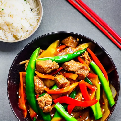 Image similar to thai sweet and sour pork stirfry, epic award - winning professional food photography