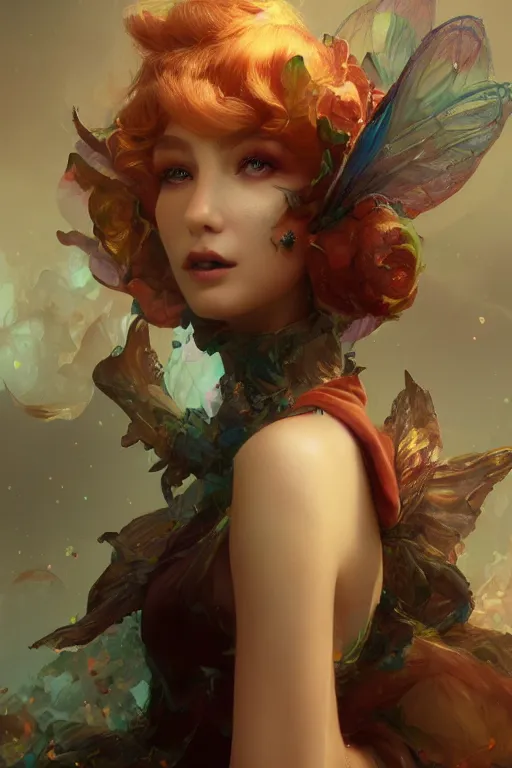 Image similar to face closeup beautiful girl fairy wearing velvet dress, 3 d render, holding electricity, hyper realistic detailed portrait, ruan jia, wlop, fantasy, hyper detailed, octane render, concept art, peter mohrbacher