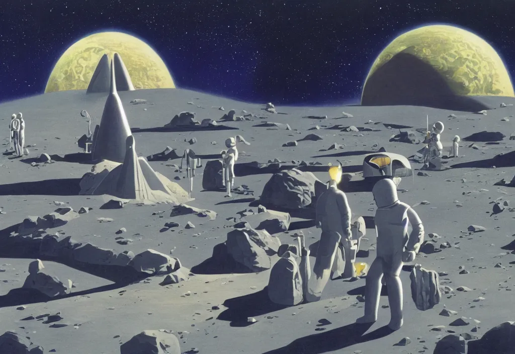 Image similar to Destination Moon, Rick Guidice, Chesley Bonestell, Lucien Rudaux, Rolf Klep, Fred Freeman, George Pal