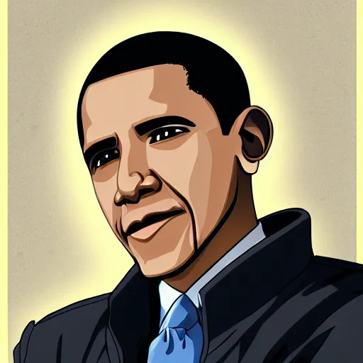 Image similar to barack obama in the show full metal alchemist, award winning digital art