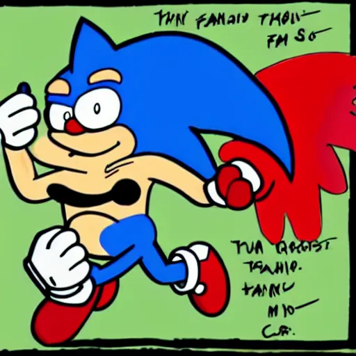 Image similar to a portrait of Peter Griffin as a sonic the hedgehog OC, MS paint, poor artistic skill, text bubble saying hey lois as he runs past, incredibly fast family guy drawing, poor quality art, DeviantArt post