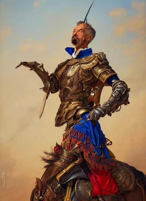 Prompt: formal portrait of don quixote, digital art by eugene de blaas, ross tran, and loish, vibrant color scheme, intricately detailed, in the style of realism, cinematic, artstation, greg rutkowski