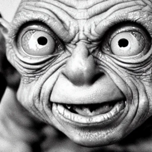 Prompt: Gollum adores his Oscar award, award winning press photo