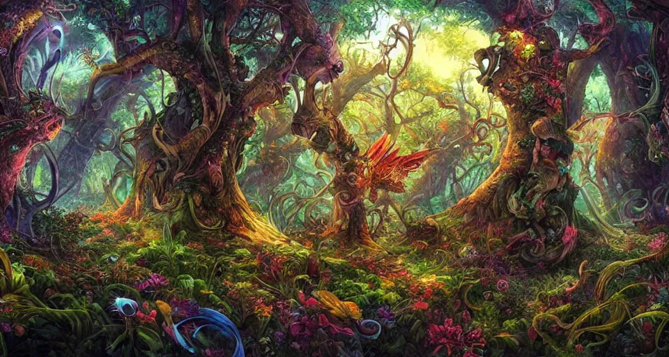 Image similar to Enchanted and magic forest, by Android jones,