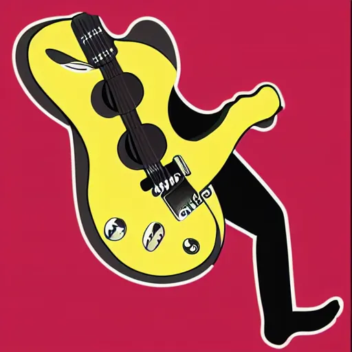 Image similar to 1 9 7 0 - young - jimmy page from led zepelin playing - guitar - solo, sticker - art, svg vector, adobe - illustrator