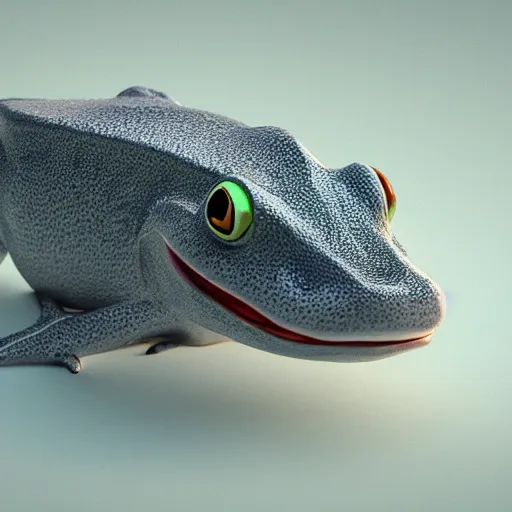 Image similar to hybrid of frog whale, raytracing, vray, 5 5 mm