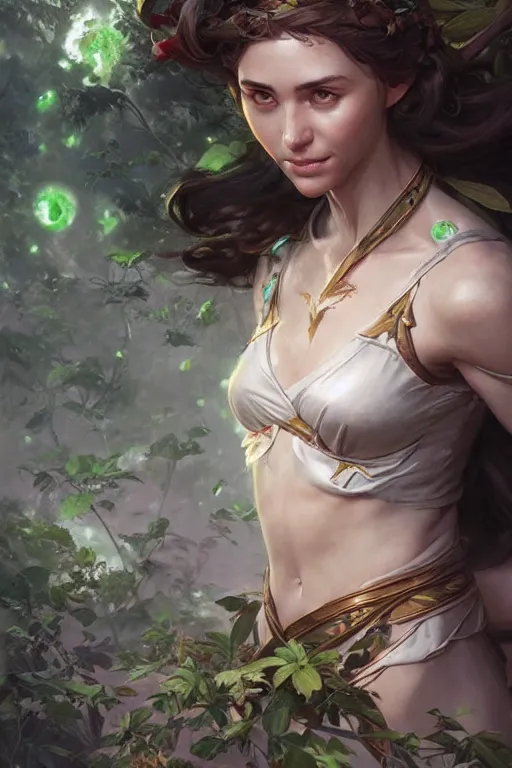 Image similar to goddess of nature, accurate anatomy, only two hands, highly detailed, digital painting, artstation, concept art, smooth, sharp focus, illustration, Unreal Engine 5, 8K, art by artgerm and greg rutkowski and edgar maxence