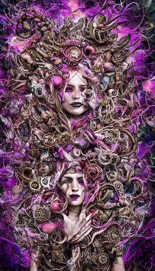 Prompt: psytrance artwork, by kirsty mitchell