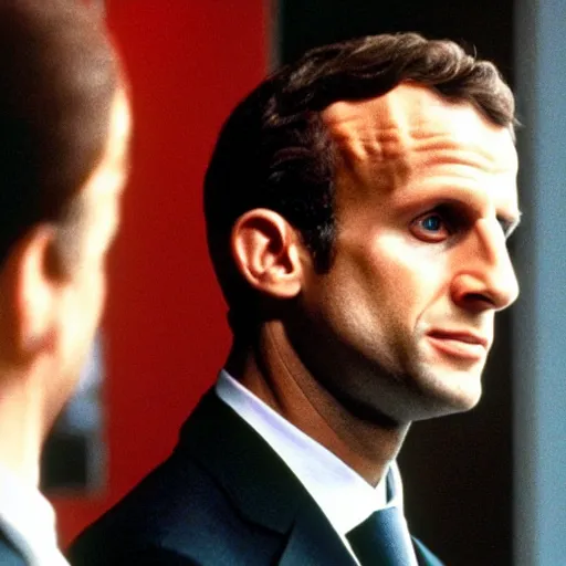 Image similar to alien Emmanuel Macron in American Psycho (1999)