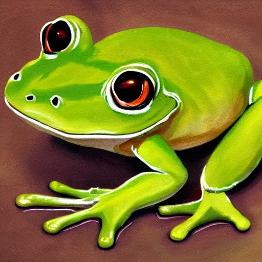 Prompt: cute frog covered in long fluffy fur, detailed painting 4 k