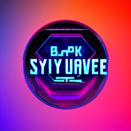 Image similar to scifi logo for a synthwave music producer, digital 3 d, black background, trending on artstation