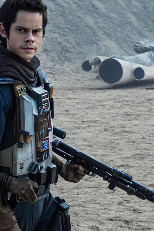 Image similar to Dylan O’Brien in Rogue One: A Star Wars Story (2016)