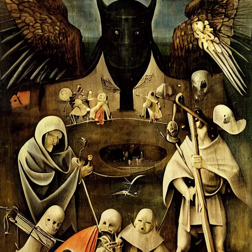 Image similar to angels and death by hieronymus bosch