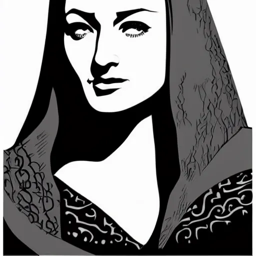 Image similar to vector art screenprint of sansa stark by marc hempel