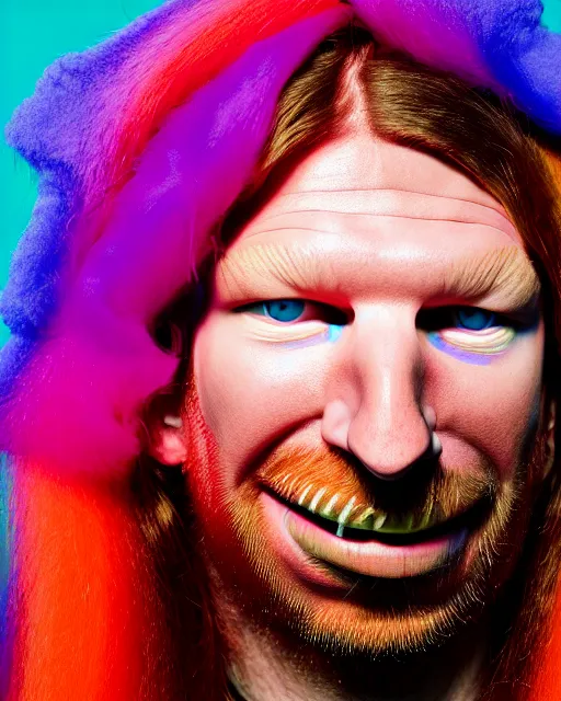 Image similar to colourful detailed fashion photograph of aphex twin by julia hetta and robert h hudson, 4 k