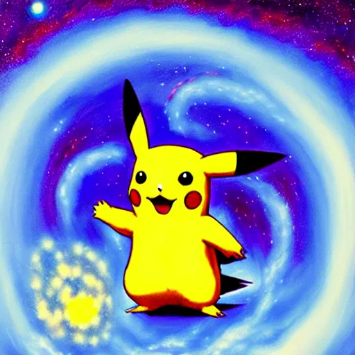 Prompt: pikachu wearing a spacesuite, scifi astral spirit space journey in oil painting, pulled into the spiral vortex, trending on artstation, award winning, emotional, highly detailed ethereal surrealist art