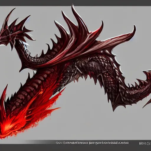 Prompt: concept art of red dragon glave weapon, glave design, fantasy glave, glave, fantasy, behance, pinterest, deviantart, artstation, weapons concept art, design, rpg, weapon, detailed, digital art, incredible, digital painting