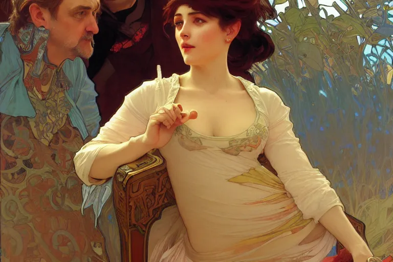 Image similar to jeremy corbyn, nier autoamata, highly detailed painting by ilya kuvshinov, alphonse mucha, gaston bussiere, craig mullins, j. c. leyendecker 8 k