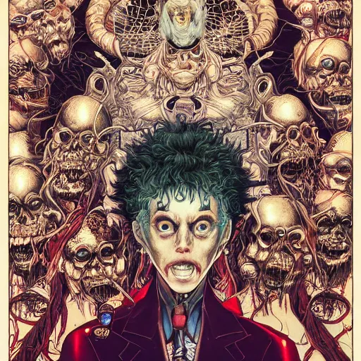 Image similar to portrait of crazy santacruz, symmetrical, by yoichi hatakenaka, masamune shirow, josan gonzales and dan mumford, ayami kojima, takato yamamoto, barclay shaw, karol bak