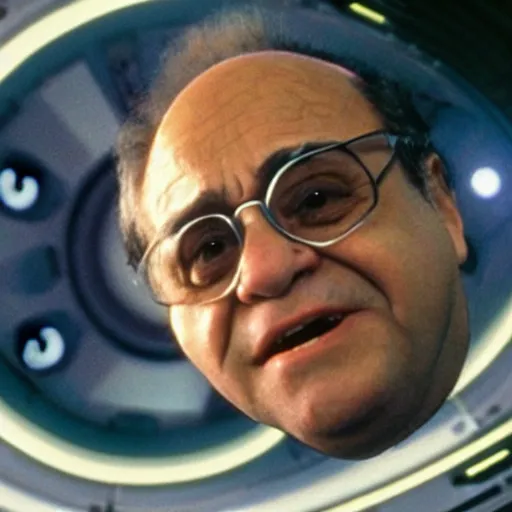 Image similar to A still of Danny Devito in the Stargate sequence in 2001: A Space Odyssey