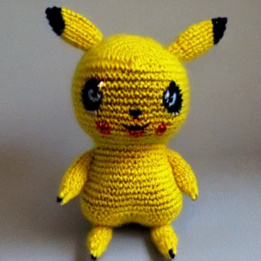 Prompt: a knitted Pikachu