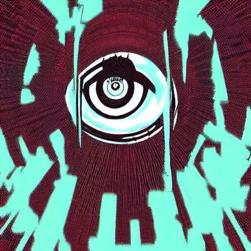 Prompt: the all - seeing eye, a lot of blood, illusions, artstation hq, in style of simon c page