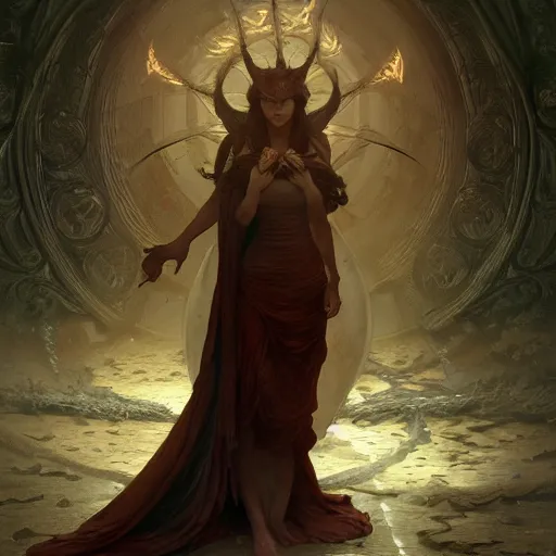 Image similar to Demon from the hell digital painting, artstation, concept art, soft light, hdri, smooth, sharp focus, illustration, fantasy, intricate, elegant, highly detailed, D&D, matte painting, in the style of Greg Rutkowski and Alphonse Mucha and artemisia, 8k, highly detailed, jurgens, rutkowski, bouguereau, pastoral, rustic, georgic