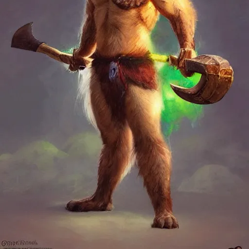 Prompt: an muscular anthropomorphic fox warrior with completely colored green fur and a long beard, holding an viking axe in a polar reagion, by greg rutkowski and frank frazetta, intricate, artstation, vibrant, cinematic, style of magic : the gathering