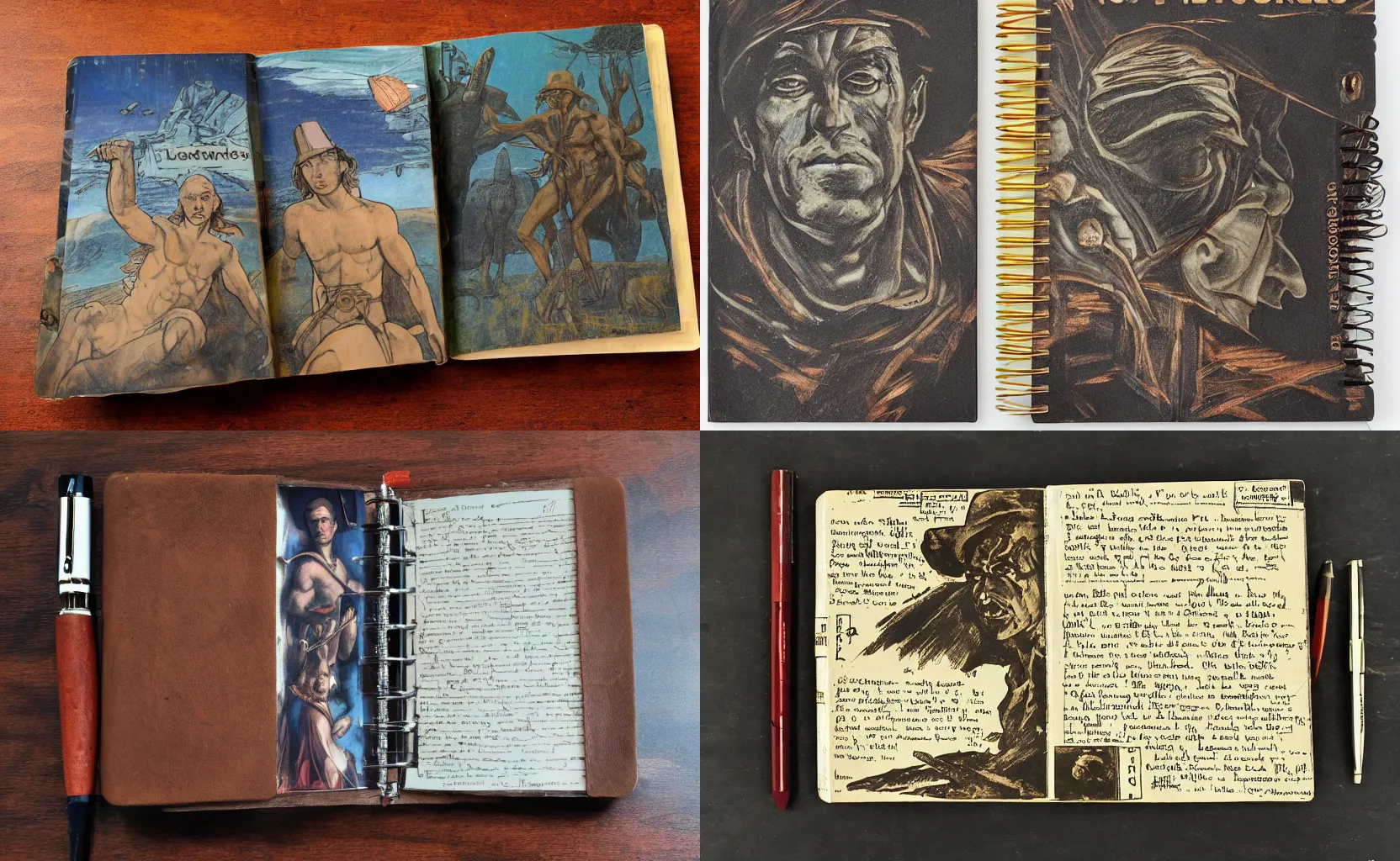 Prompt: edgar rice burroughs travel notebook from mars in the style of leonardo davinci