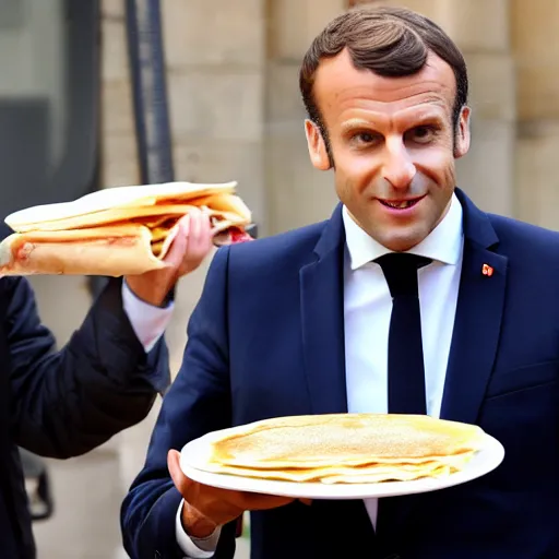 Image similar to emmanuel macron eats a crepe