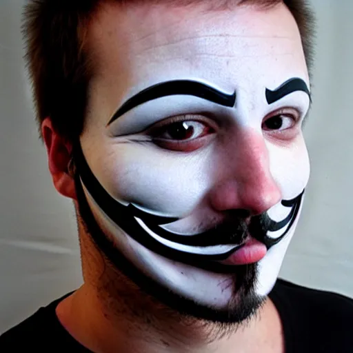 Image similar to anonymous face tattoo on the face of anonymous