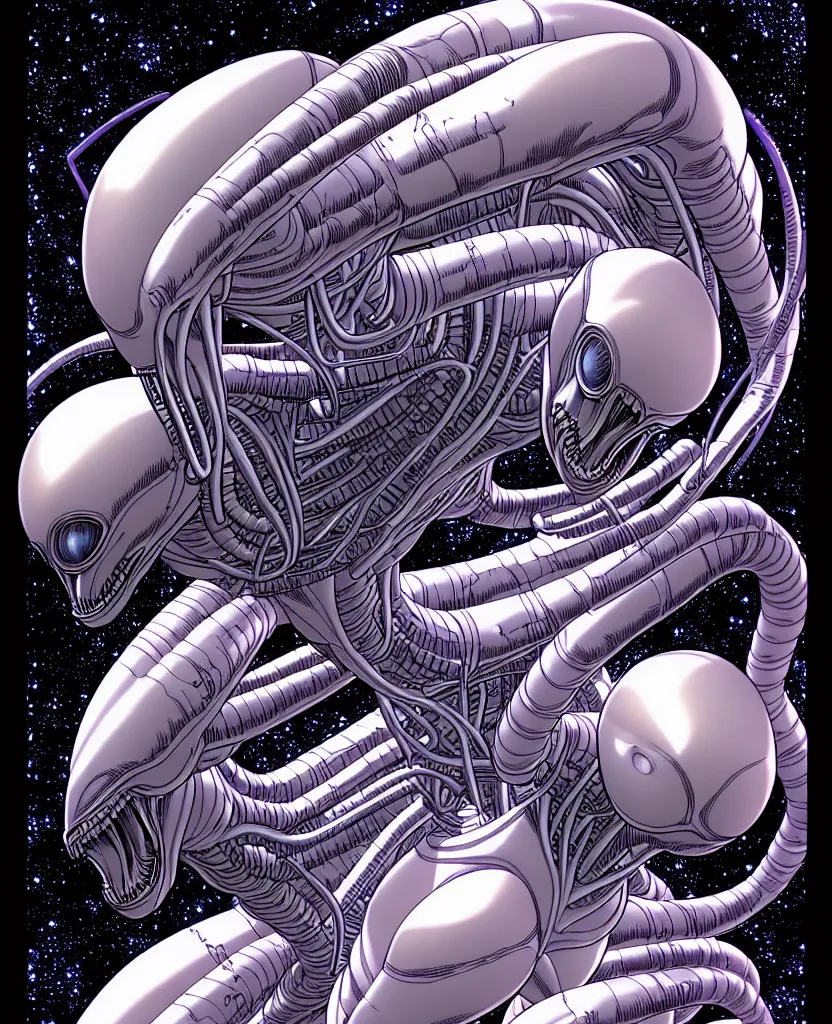 Image similar to newborn from alien, by yukito kishiro!!!!!!!!, symmetrical, hd, hyper detailed, 4 k