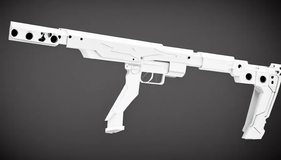 Prompt: extremely detailed ultra realistic side view photo ultra minimalist coilgun rifle, detailed trigger, chemically propelled, electric, smooth streamline, elegant sleek smooth body, white paint, battery and wires, railgun, chemrail, gauss, smooth utopian design, ultra high quality, octane, cod, destiny, warframe, terminator