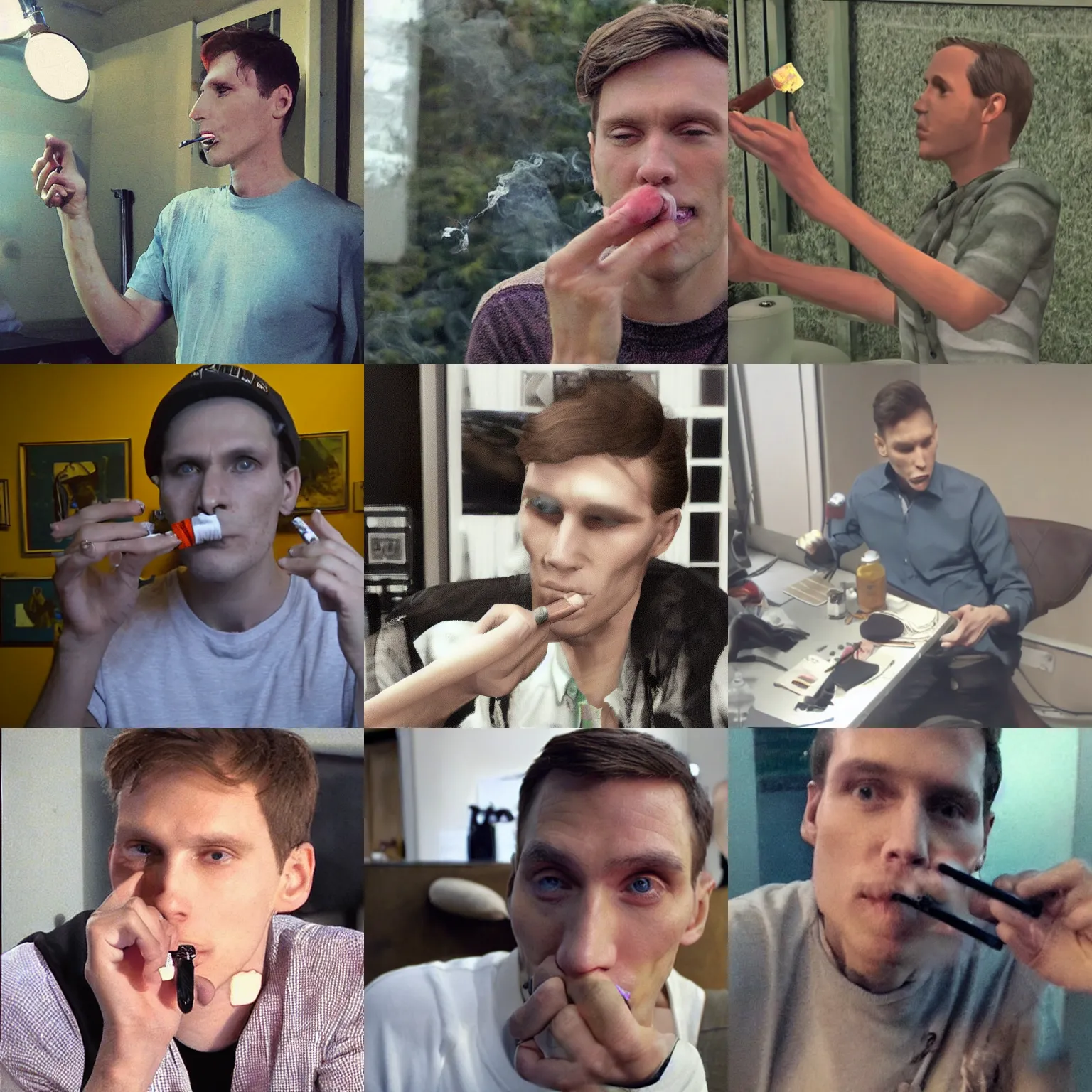 Prompt: jerma smoking a cigarette, twitch screenshot