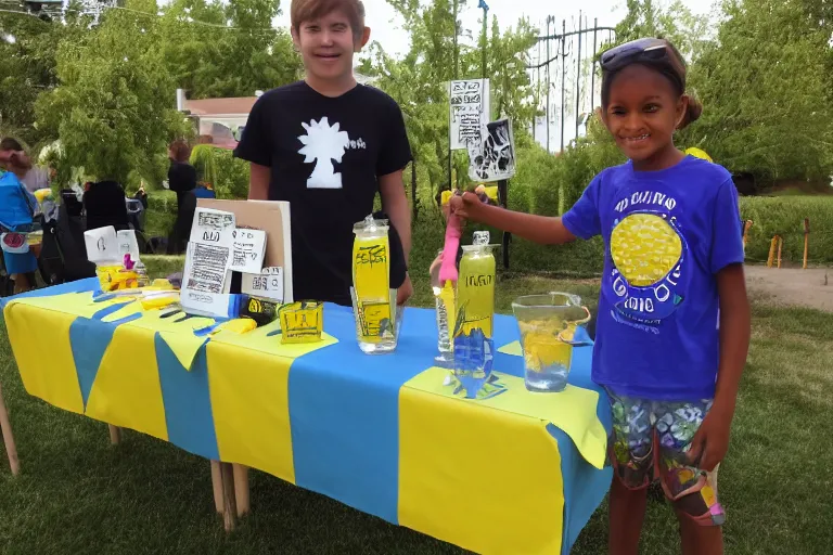 Prompt: chidren lemonade stand assault rifles