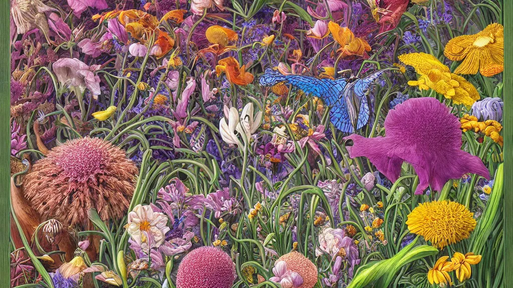 Prompt: highly detailed illustration all the known species of flowers by juan gatti!!, by gottfried bammes, by george bridgman, by moebius!, by oliver vernon, by joseph moncada, by damon soule, by manabu ikeda, by kyle hotz, by dan mumford, by kilian eng