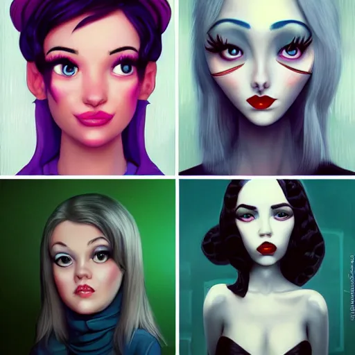 Image similar to Lofi actress headshot, Pixar style by Tristan Eaton and Stanley Artgerm and Tom Bagshaw and Tim Burton