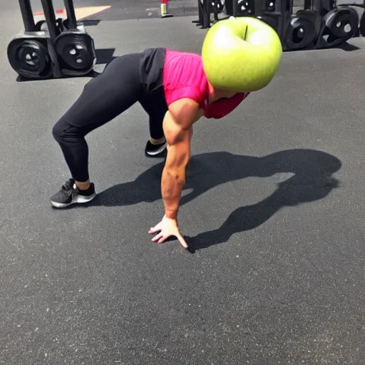 Image similar to an apple doing CrossFit