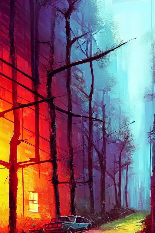 Prompt: (((((a ramshackle manhattan brick brownstone deep in the forest))))) by Alena Aenami!!!!!!!!!!!!!!!!!!!!!!!!!!!