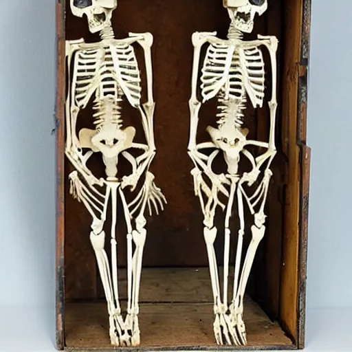 Image similar to two headed eagle skeleton anatomy in abandoned dollhouse